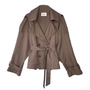 Julia Short Trench Coat- Taupe Wool